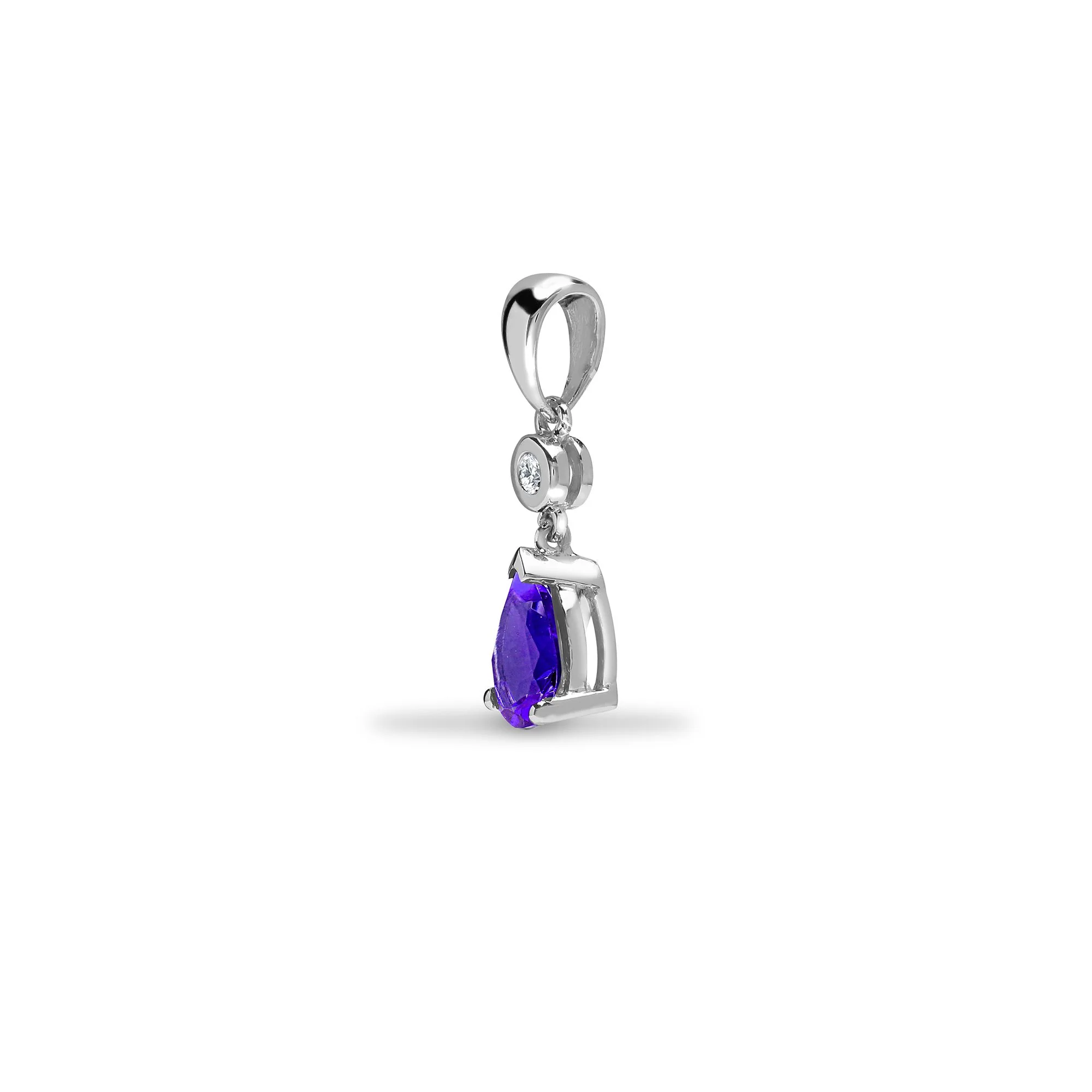 9ct White Dia-4pts Tanz-60pts Drop Pendant - Image 2
