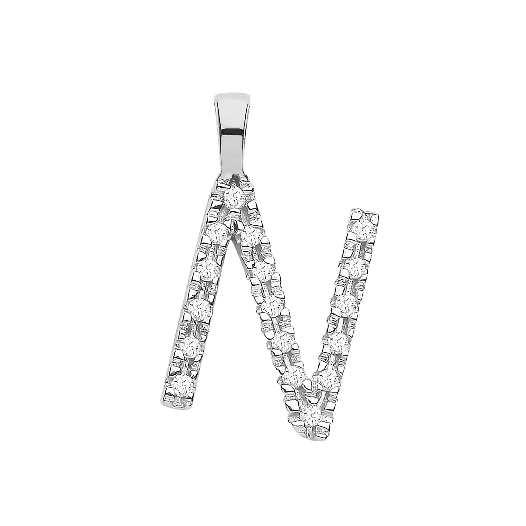 9ct White Gold 0.05ct Diamond N Initial - 9ct Gold - Image 2