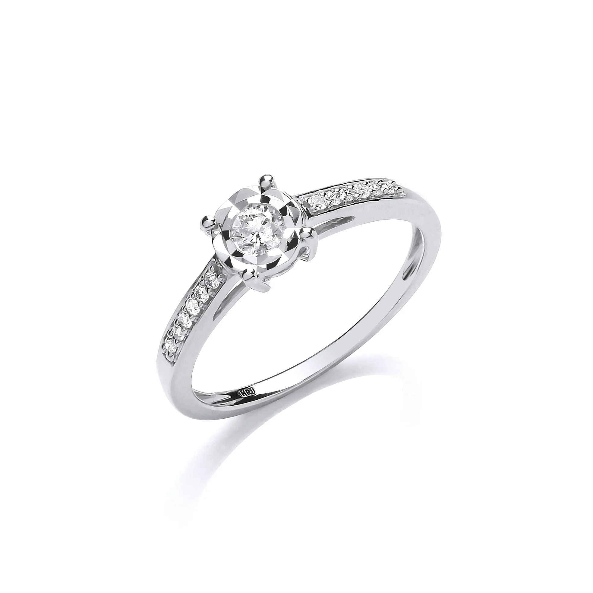 9ct White Gold 0.15ct Solitaire Ring - 9ct Gold