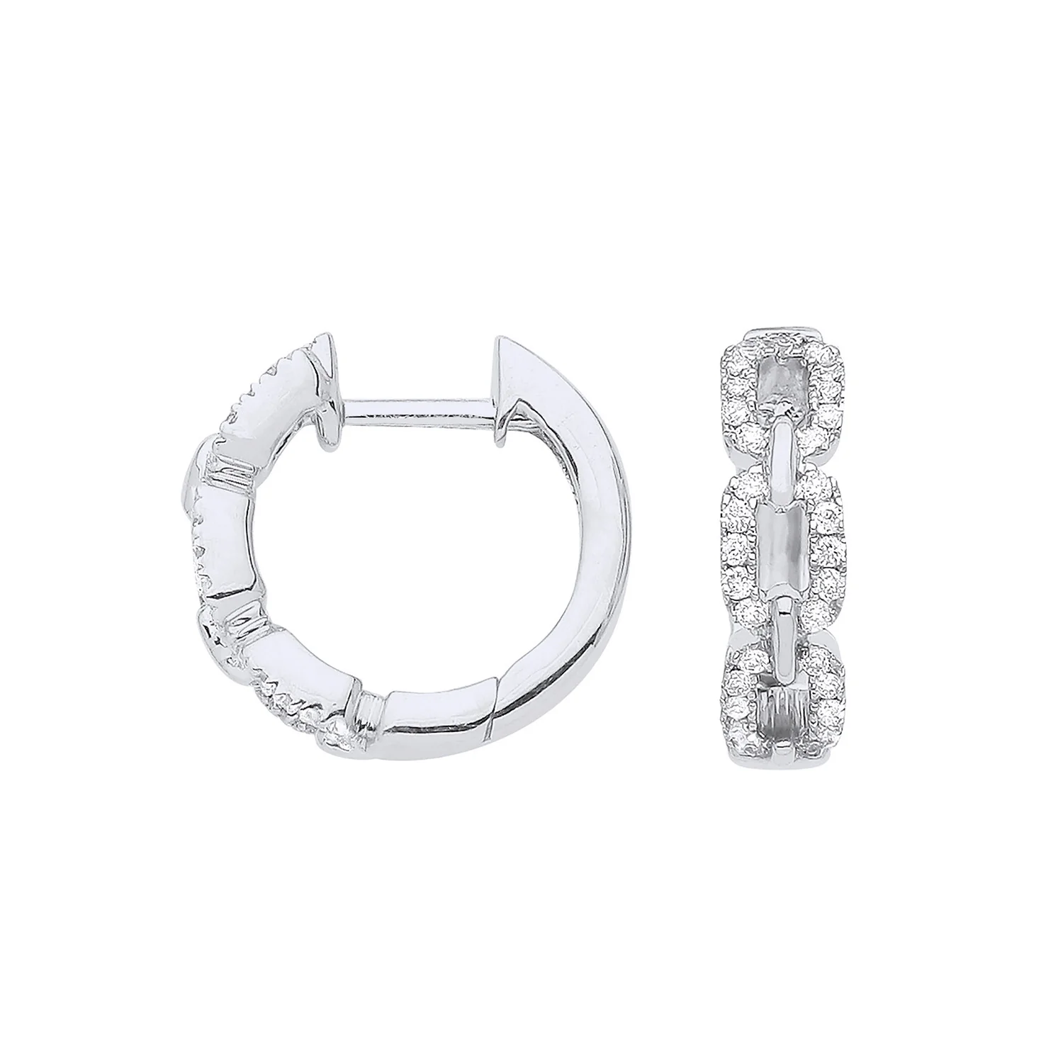 9ct White Gold 0.25ct Curb Huggies - 9ct Gold
