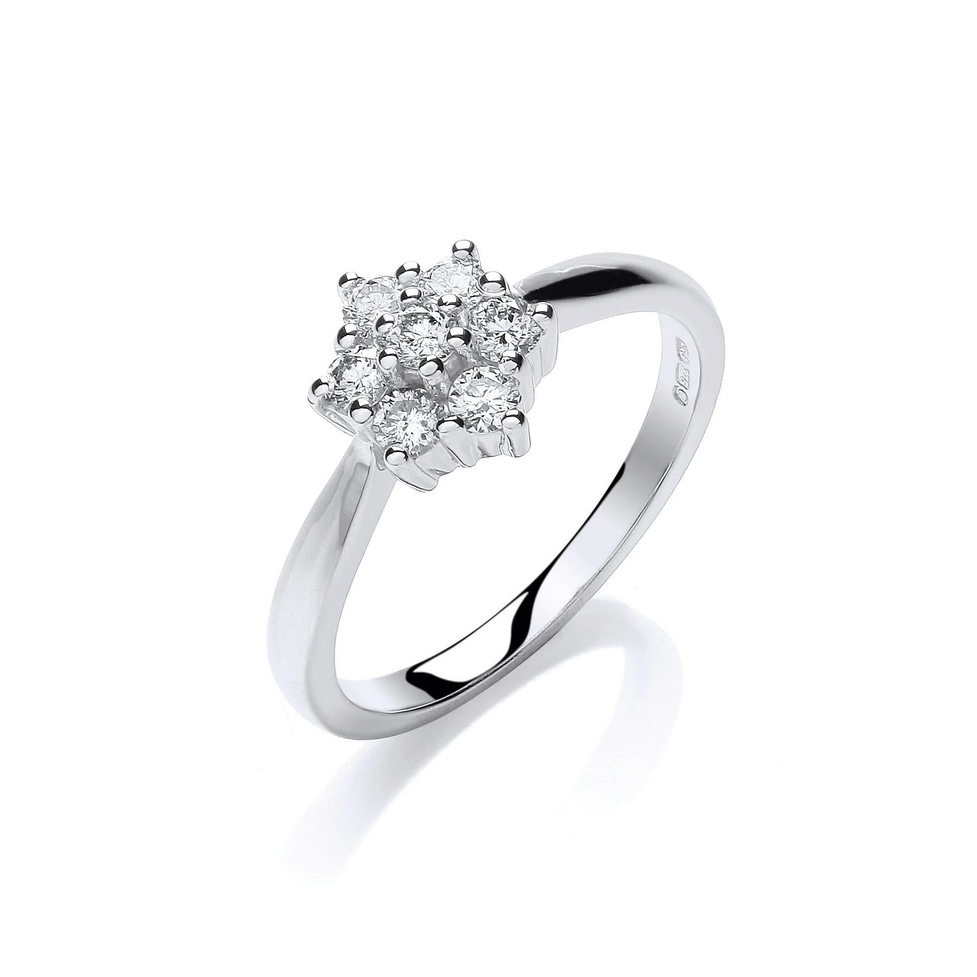 9ct White Gold 0.33ct Diamond 7St Cluster Ring - 9ct Gold