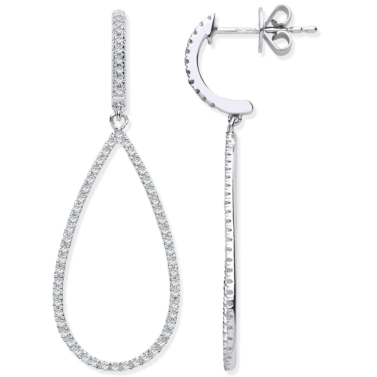9ct White Gold 0.35ct Diamond Drop Earrings - 9ct Gold