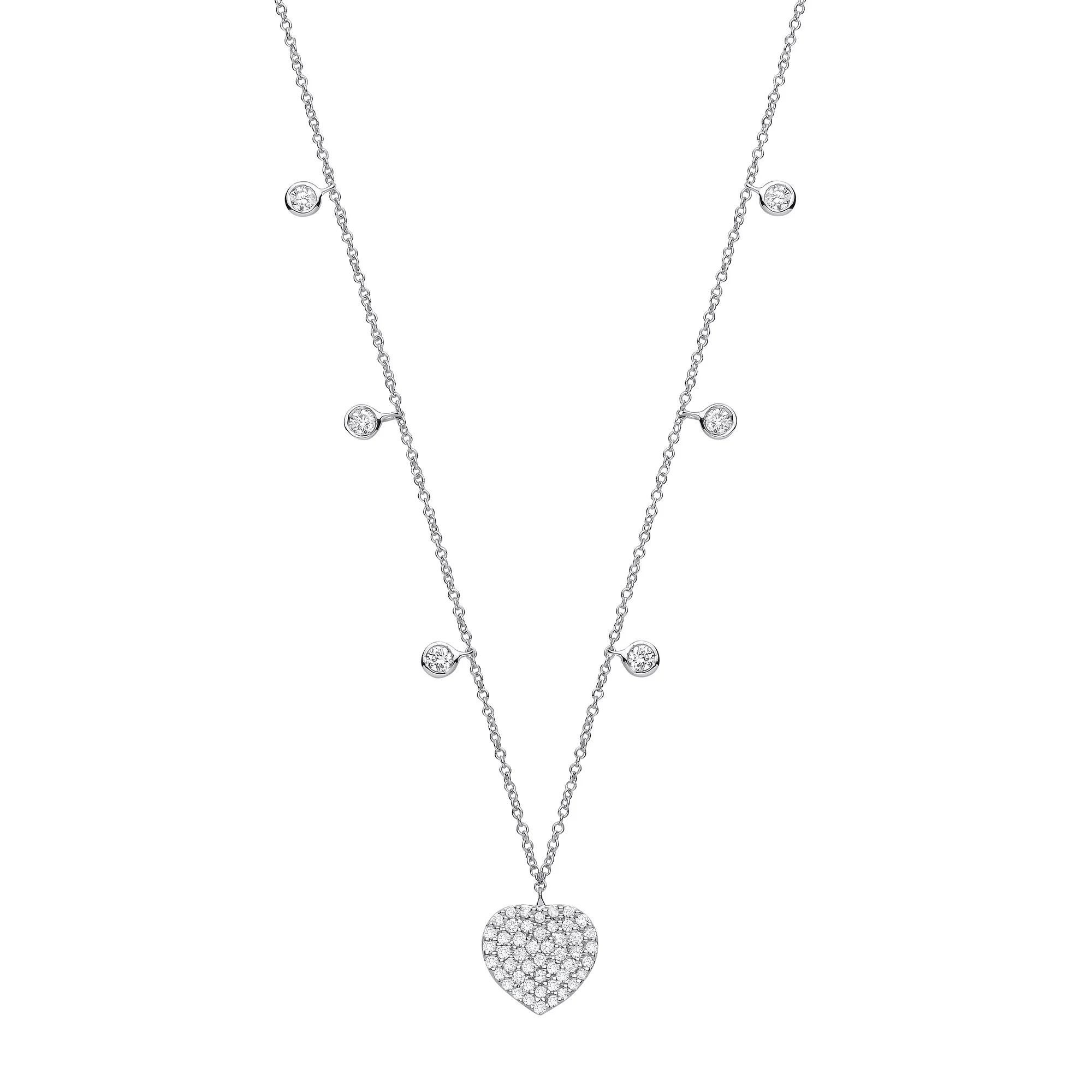 9ct White Gold 0.45ctw Heart Necklace - 9ct Gold