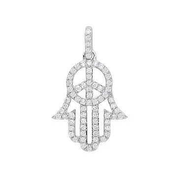 9ct White Gold 0.48ct Diamond Hamsa Pendant - 9ct Gold