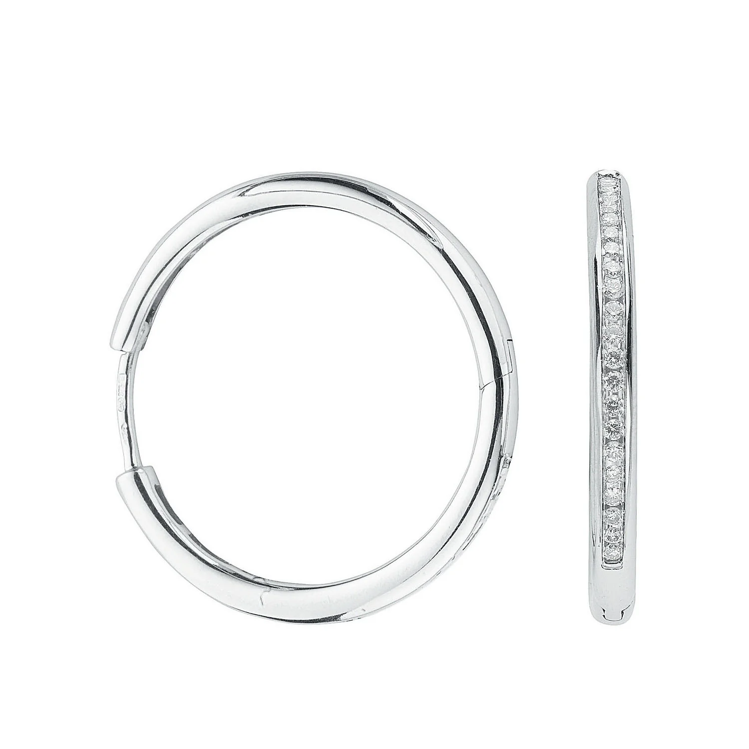 9ct White Gold 0.50ct Diamond Hoop Earrings - 9ct Gold - Image 2