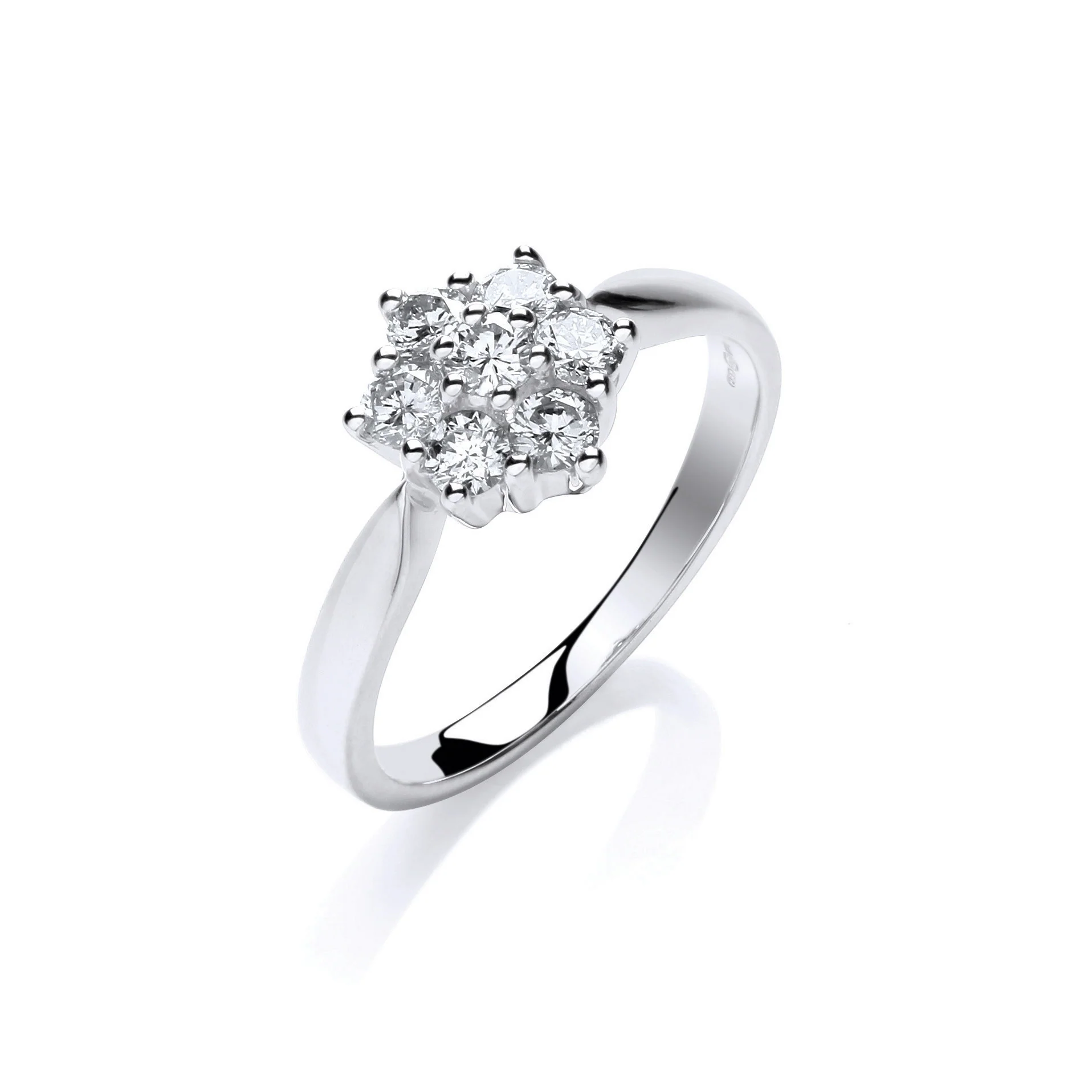 9ct White Gold 0.50ctw Diamond Flower / Cluster Ring - 9ct Gold