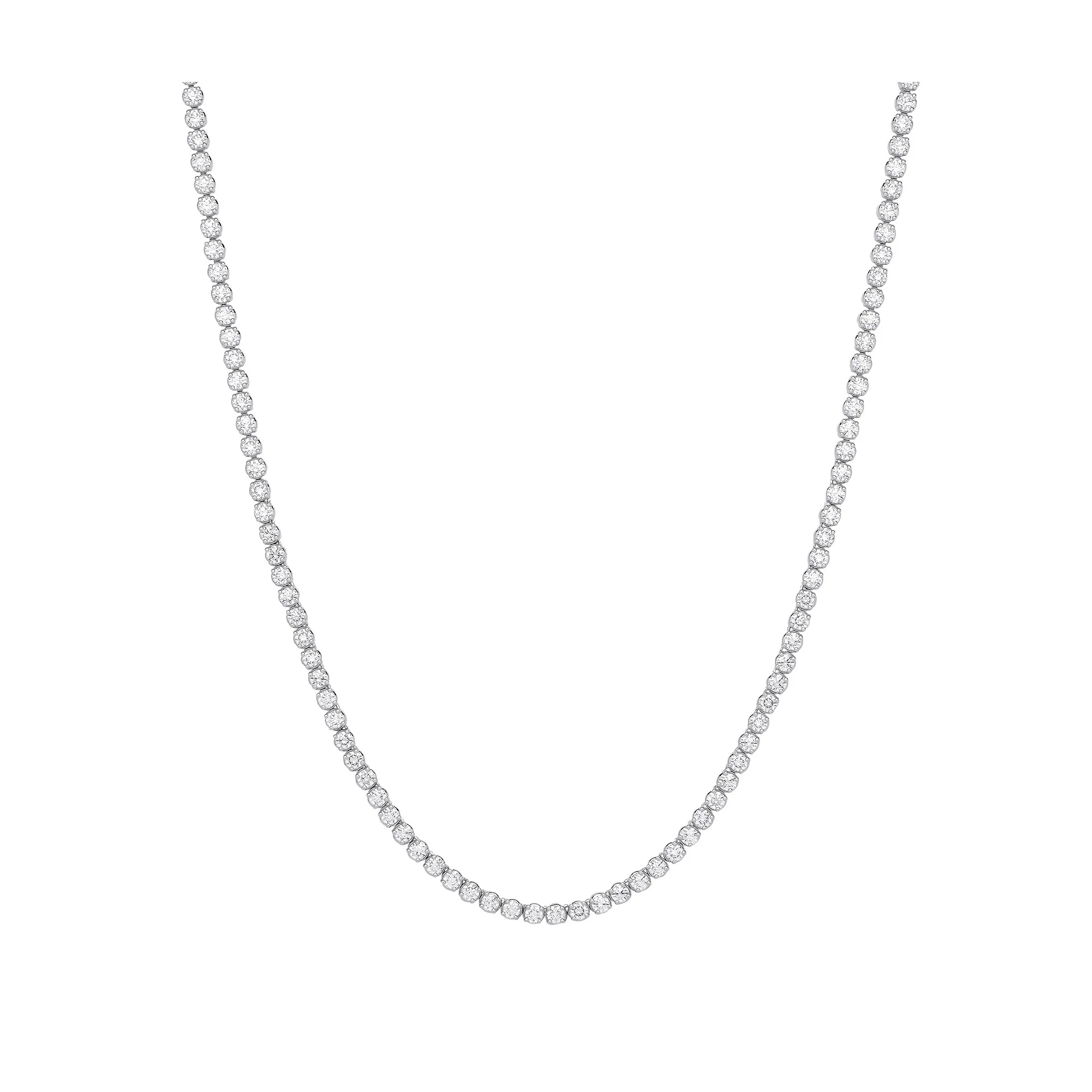 9ct White Gold 10.00ctw LAB GROWN 17" Diamond Tennis Necklace IGI Certified - 9ct Gold - Image 4