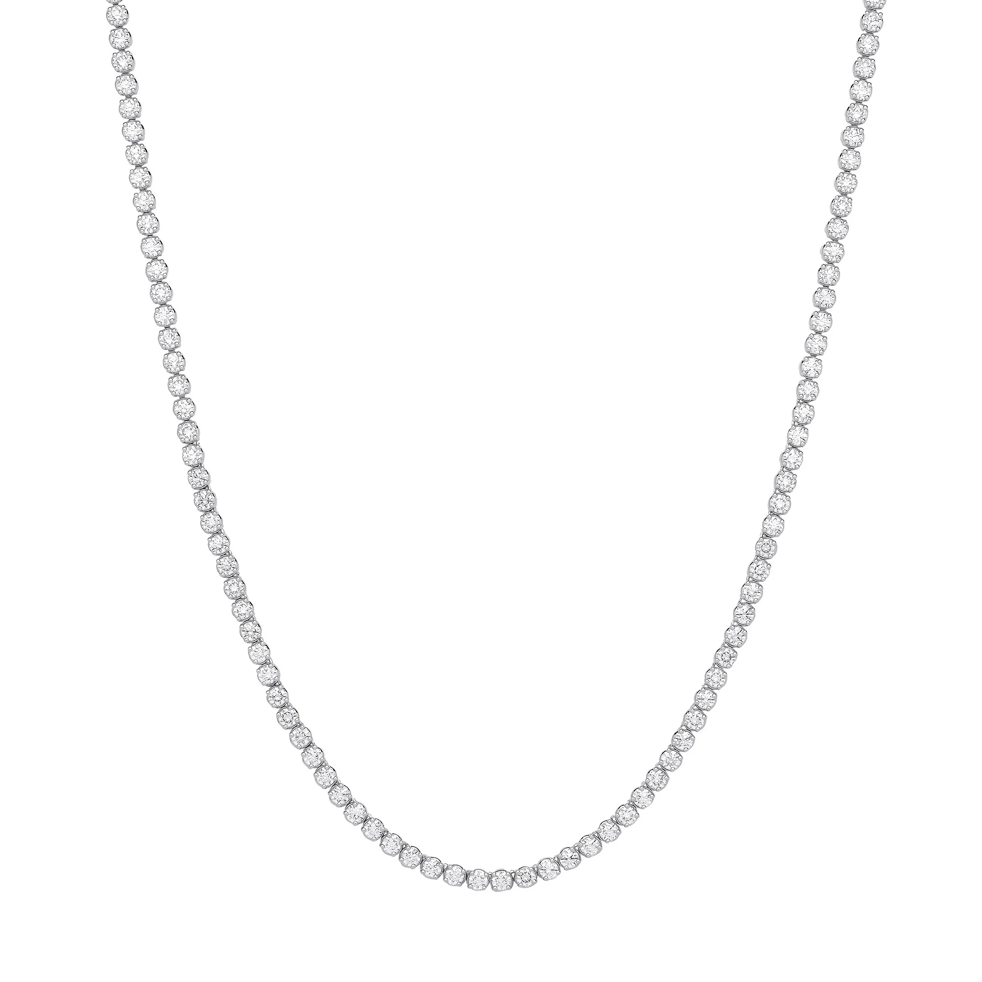 9ct White Gold 15.00ctw LAB GROWN 17" Diamond Tennis Necklace IGI Certified - 9ct Gold - Image 3
