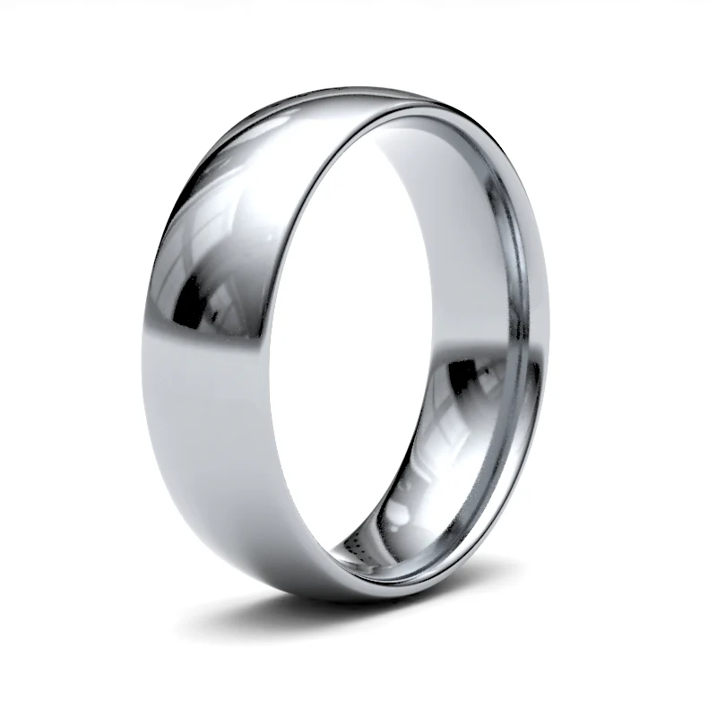 9ct White Gold 6mm Lightweight Court Profile Mirror Finish Wedding Ring