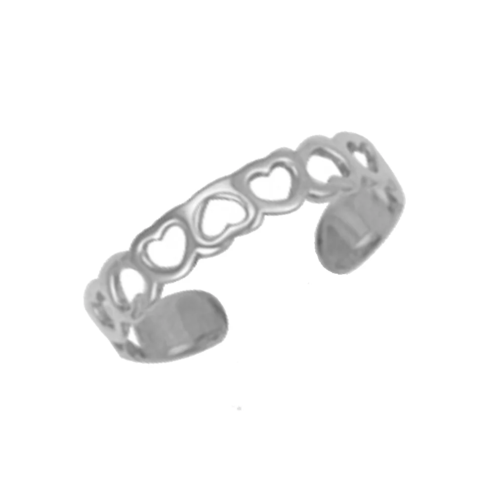 9ct White Gold Hearts Toe Ring
