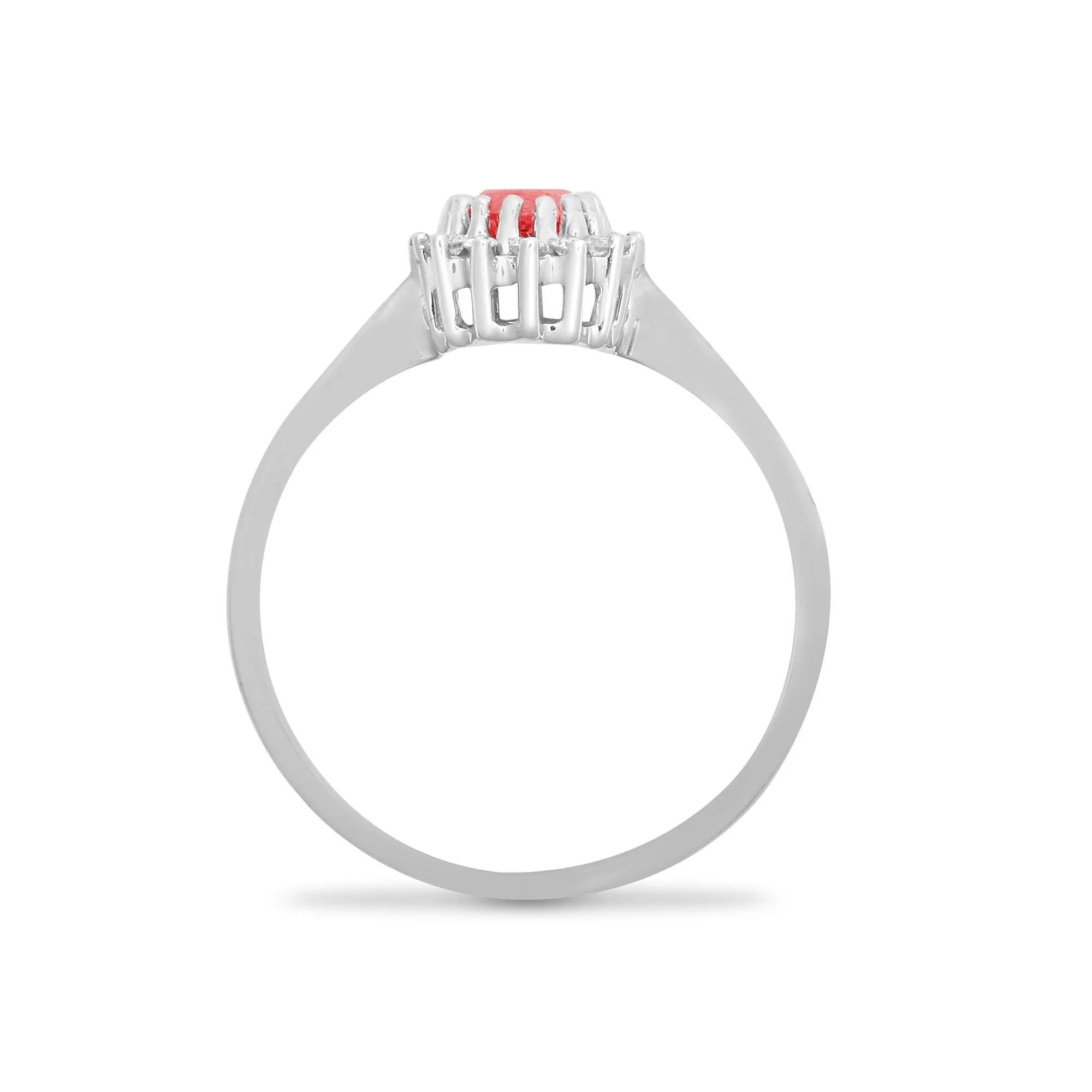 9ct White Gold Natural Diamond 12pts & Ruby 60pts Ring - Image 2