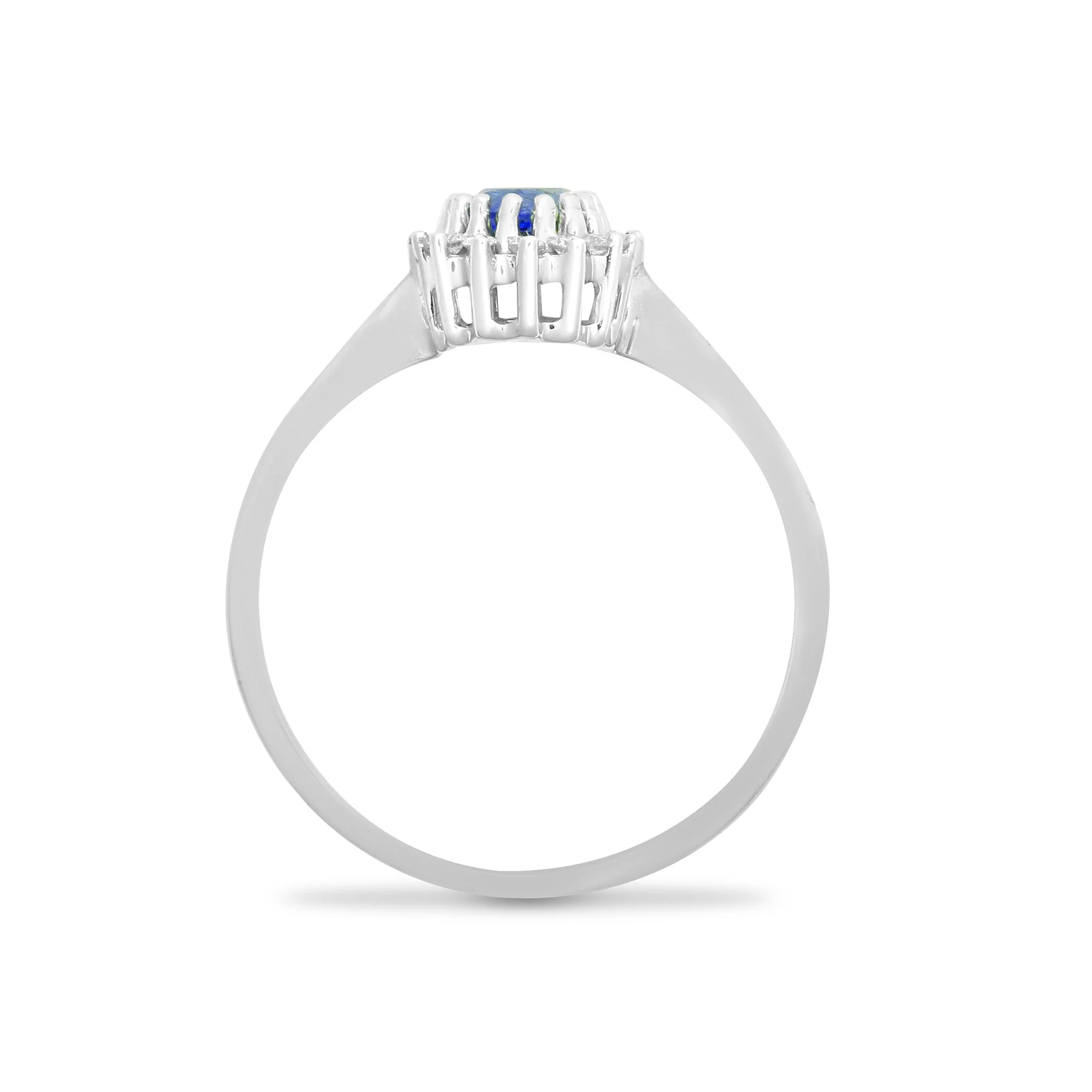 9ct White Gold Natural Diamond 12pts & Sapphire 56pts Ring - Image 2