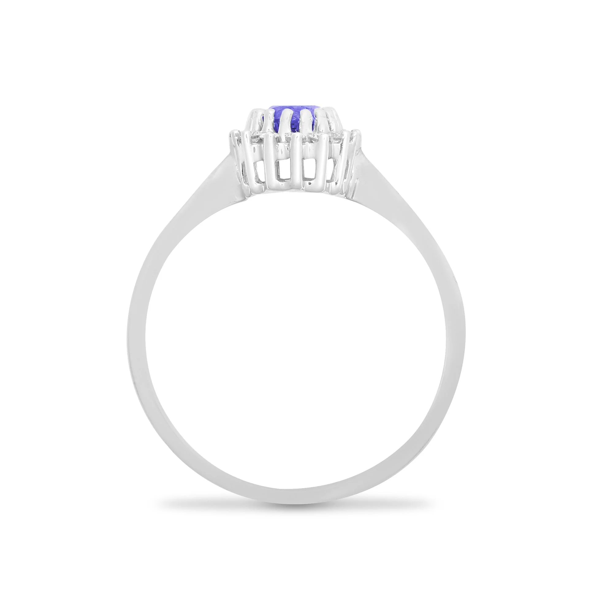 9ct White Gold Natural Diamond 12pts & Tanzanite 55pts Ring - Image 2