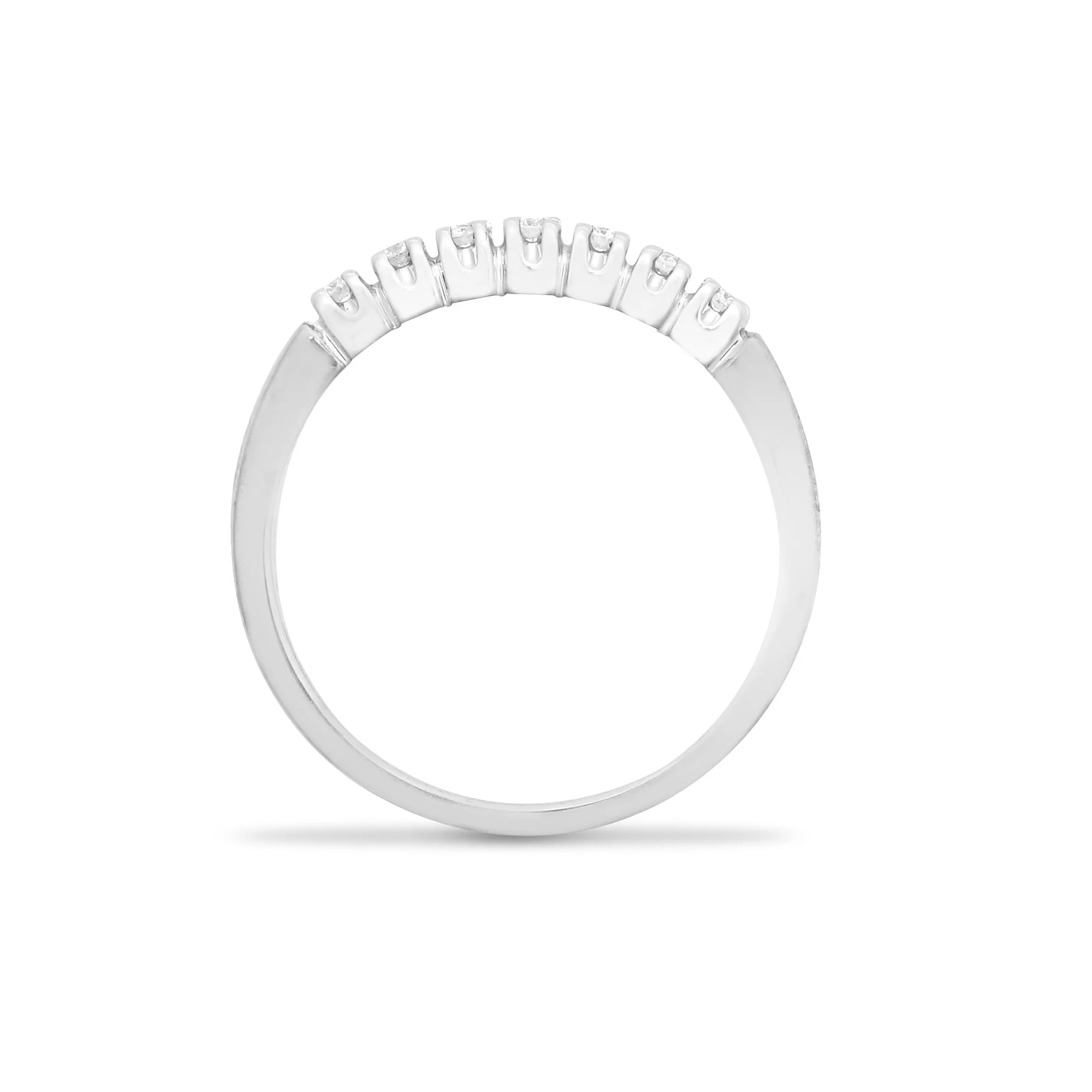 9ct White Gold Natural Diamond 7 Stone Half Eternity Ring - Image 2