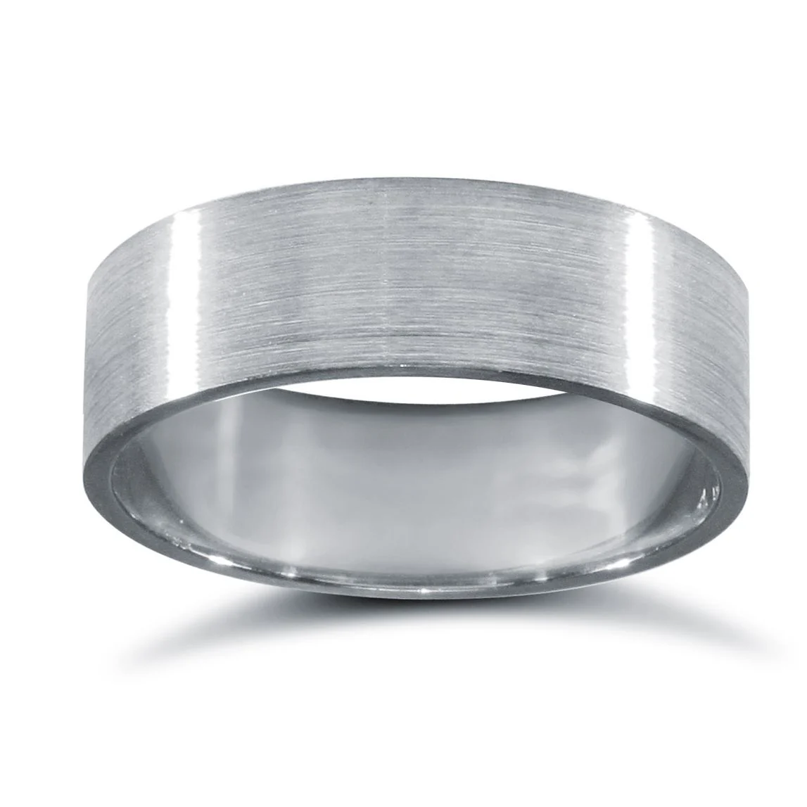 9ct White Gold Premium Weight Flat Court Profile Satin Wedding Ring