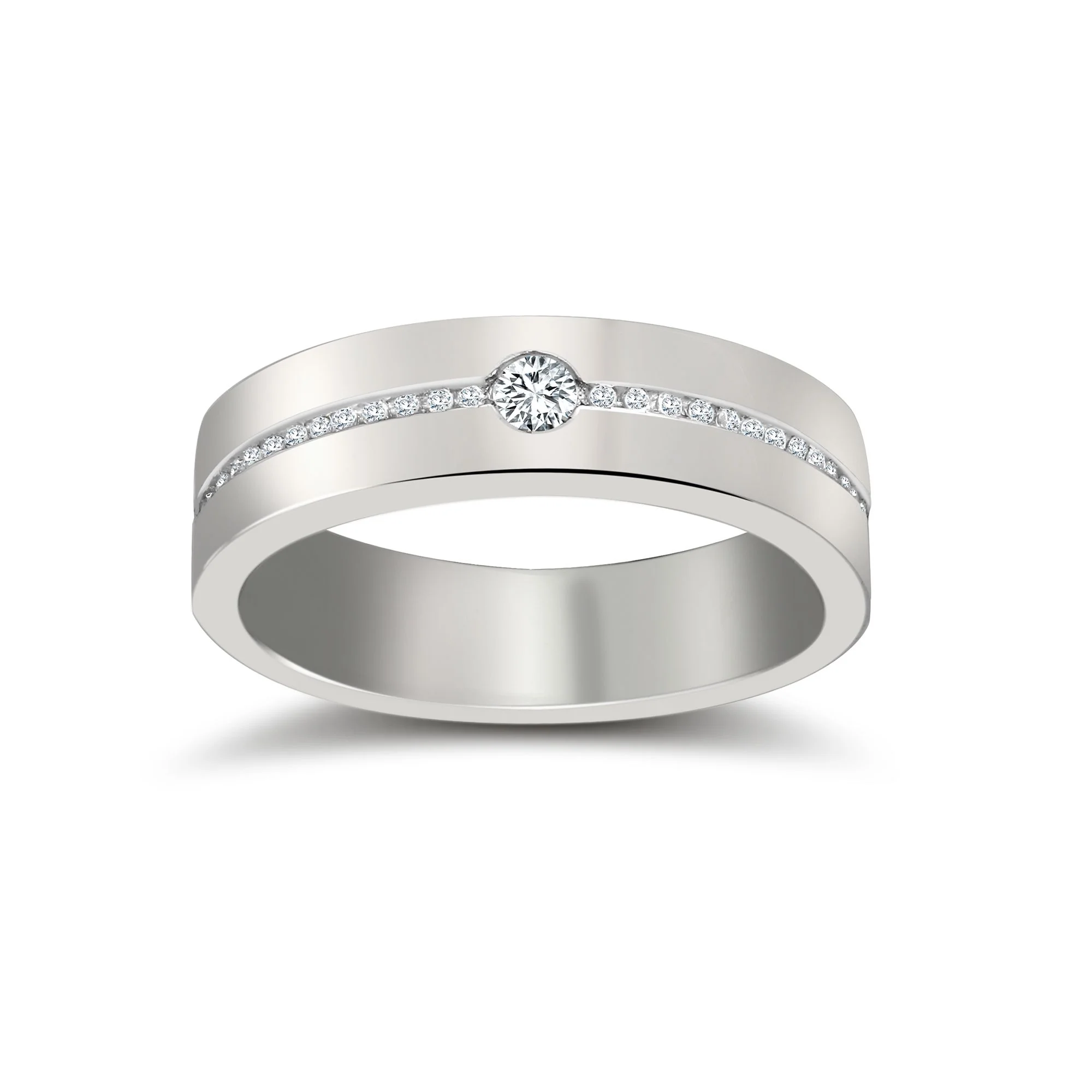 9ct White Gold RBC Flat Court Natural Diamond Wedding Band Half Set - 5mm - 30pts