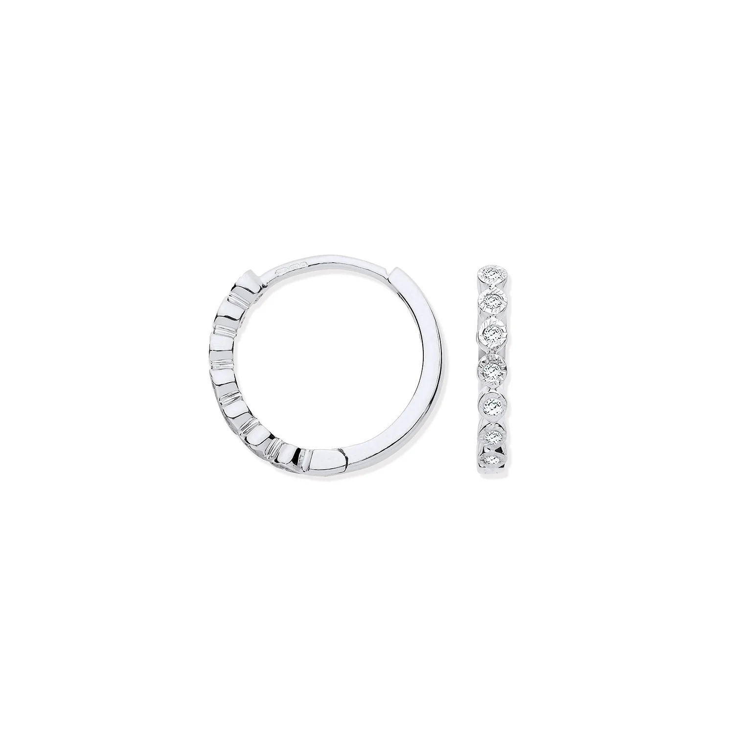 9ct White Gold Round 0.10ctw Diamond Hoops - 9ct Gold - Image 2