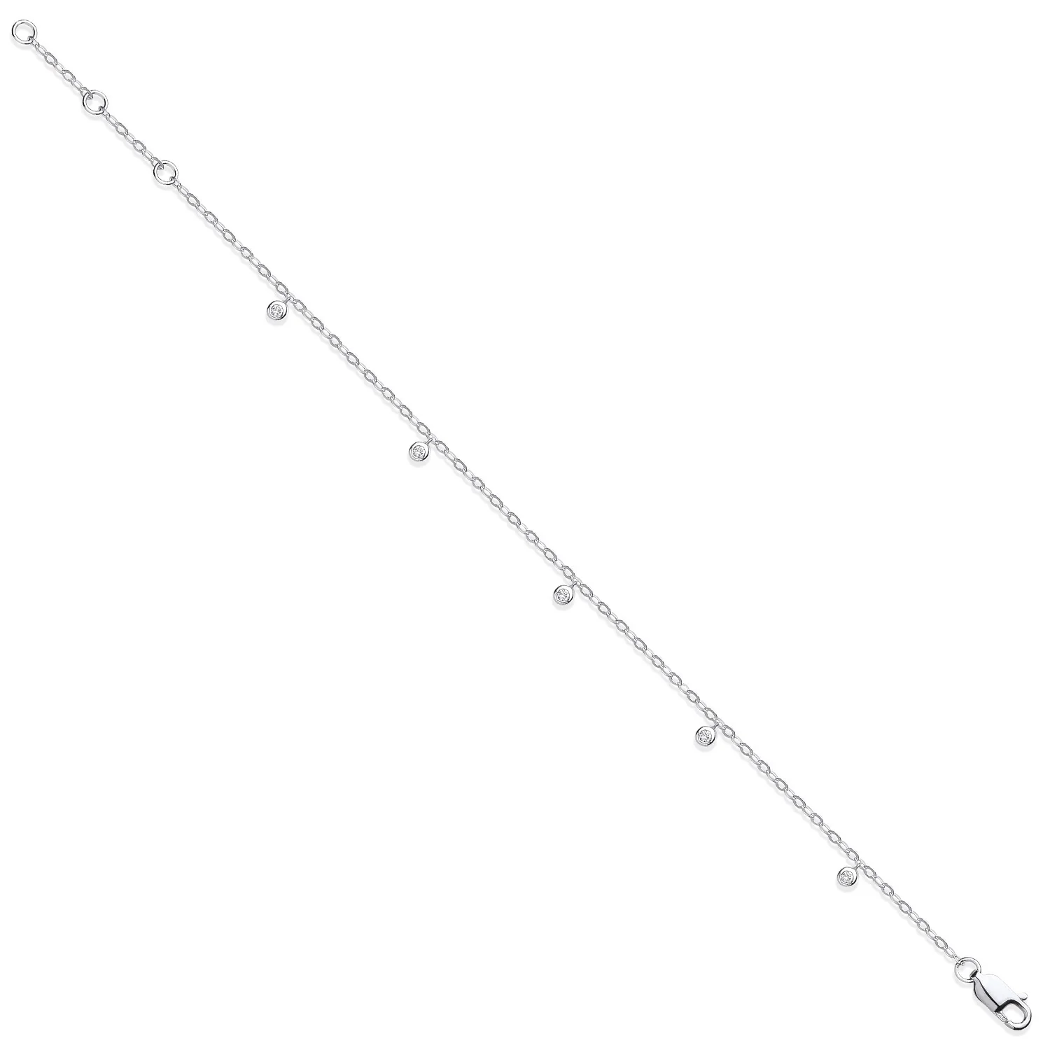9ct White Gold Rub-Over 0.10ctw Diamond Bracelet - 9ct Gold - Image 2