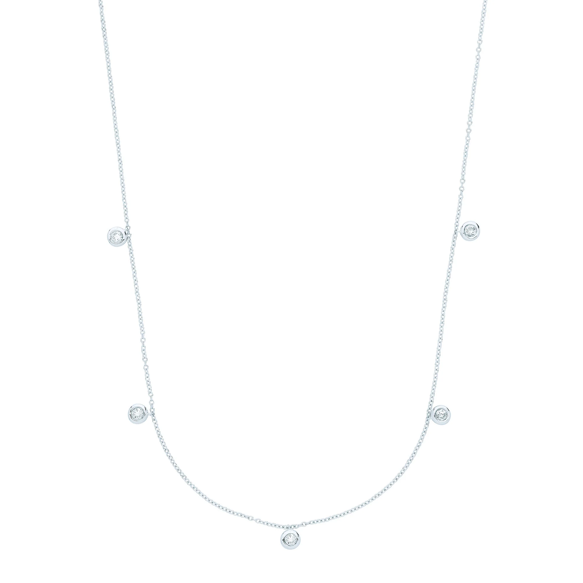 9ct White Gold Rub-Over 0.25ctw Diamond (18in/45cm) Chain - 9ct Gold