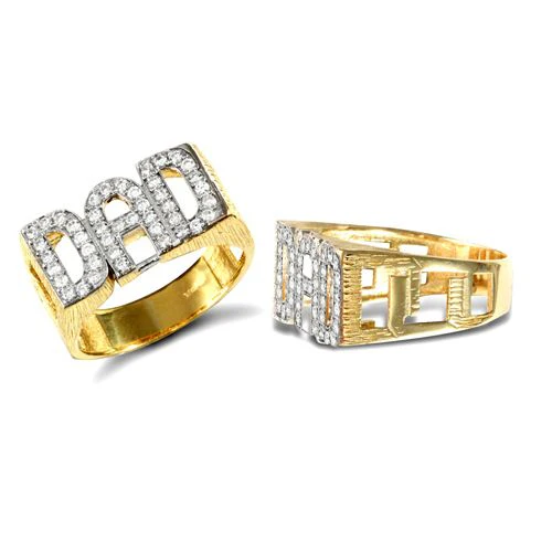 9ct Yellow Cubic Zirconia 'Dad' Ring