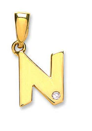 9ct Yellow Gold 0.01ct Diamond N Initial - 9ct Gold - Image 2