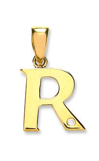 9ct Yellow Gold 0.01ct Diamond R Initial - 9ct Gold - Image 2
