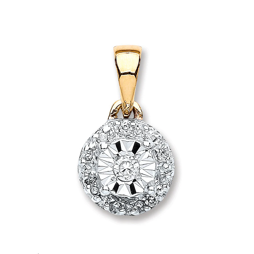 9ct Yellow Gold 0.07ct Diamond Pendant - 9ct Gold - Image 2