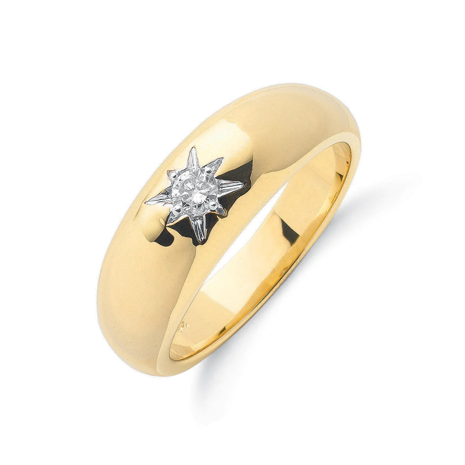 9ct Yellow Gold 0.15ct Single Stone Diamond Band - 9ct Gold
