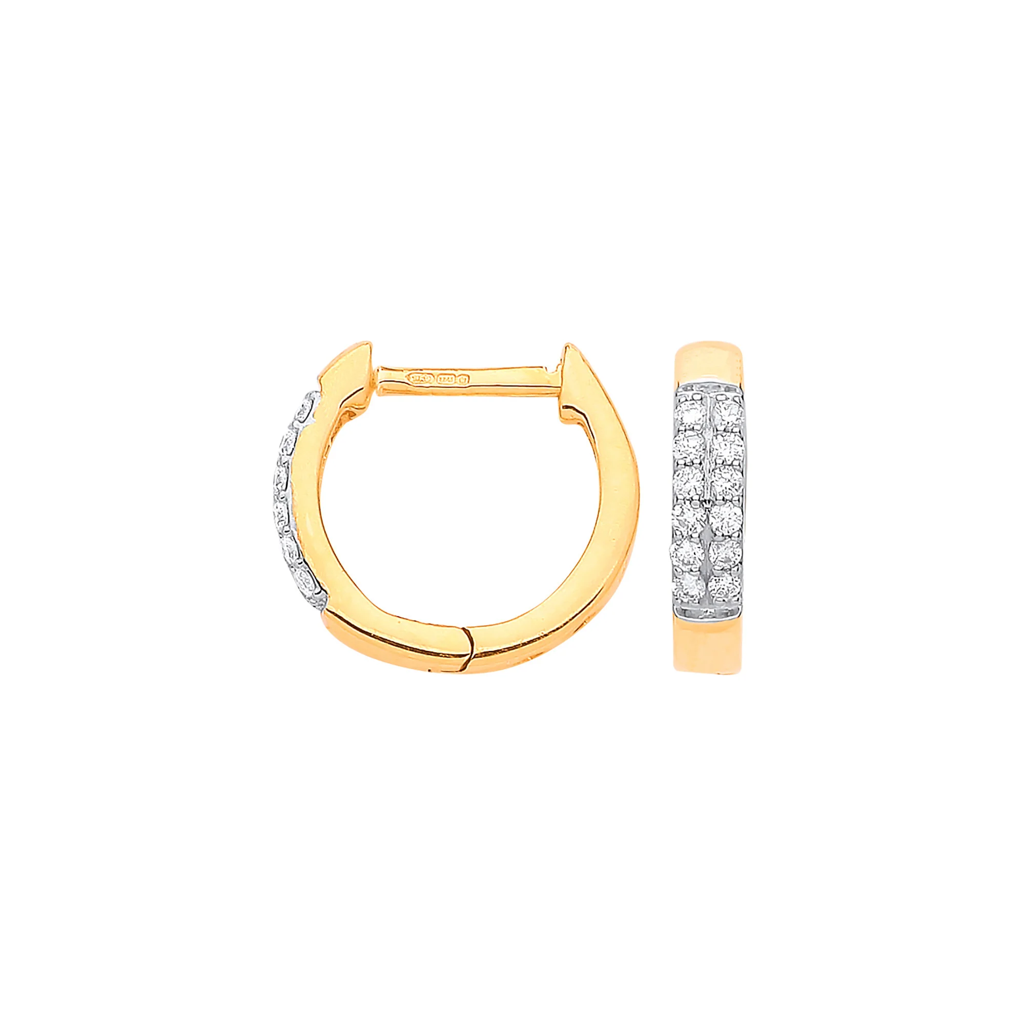 9ct Yellow Gold 0.18ct Diamond Earrings - 9ct Gold