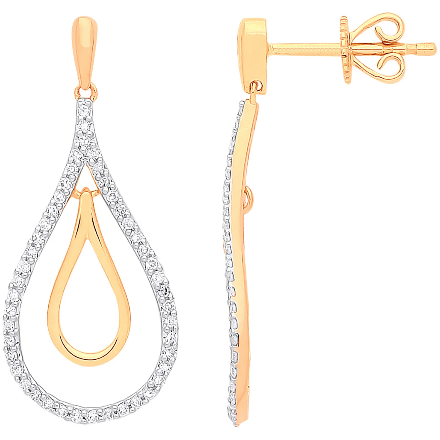 9ct Yellow Gold 0.25ct Diamond Drop Earrings - 9ct Gold