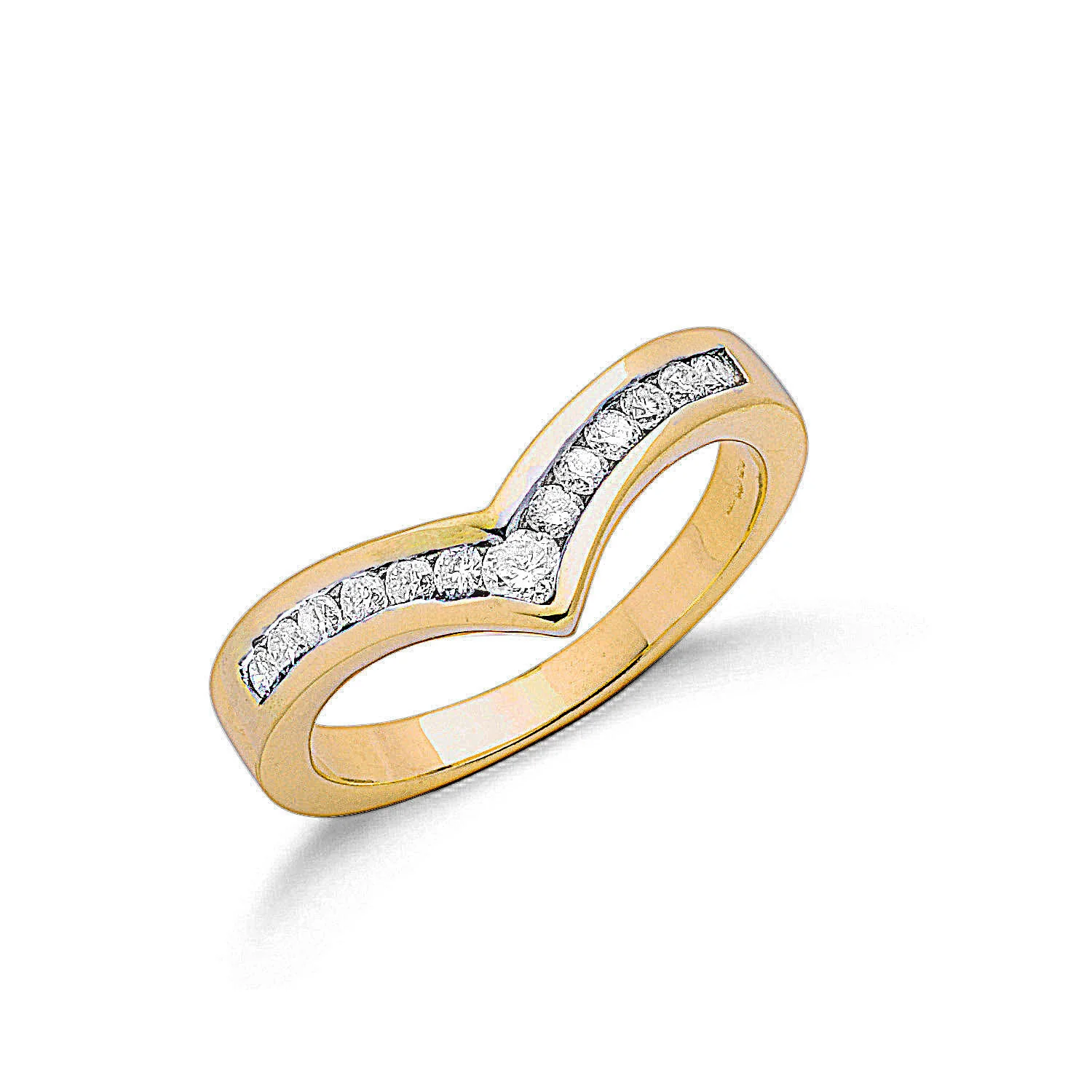 9ct Yellow Gold 0.25ct Diamond Wishbone Ring - 9ct Gold