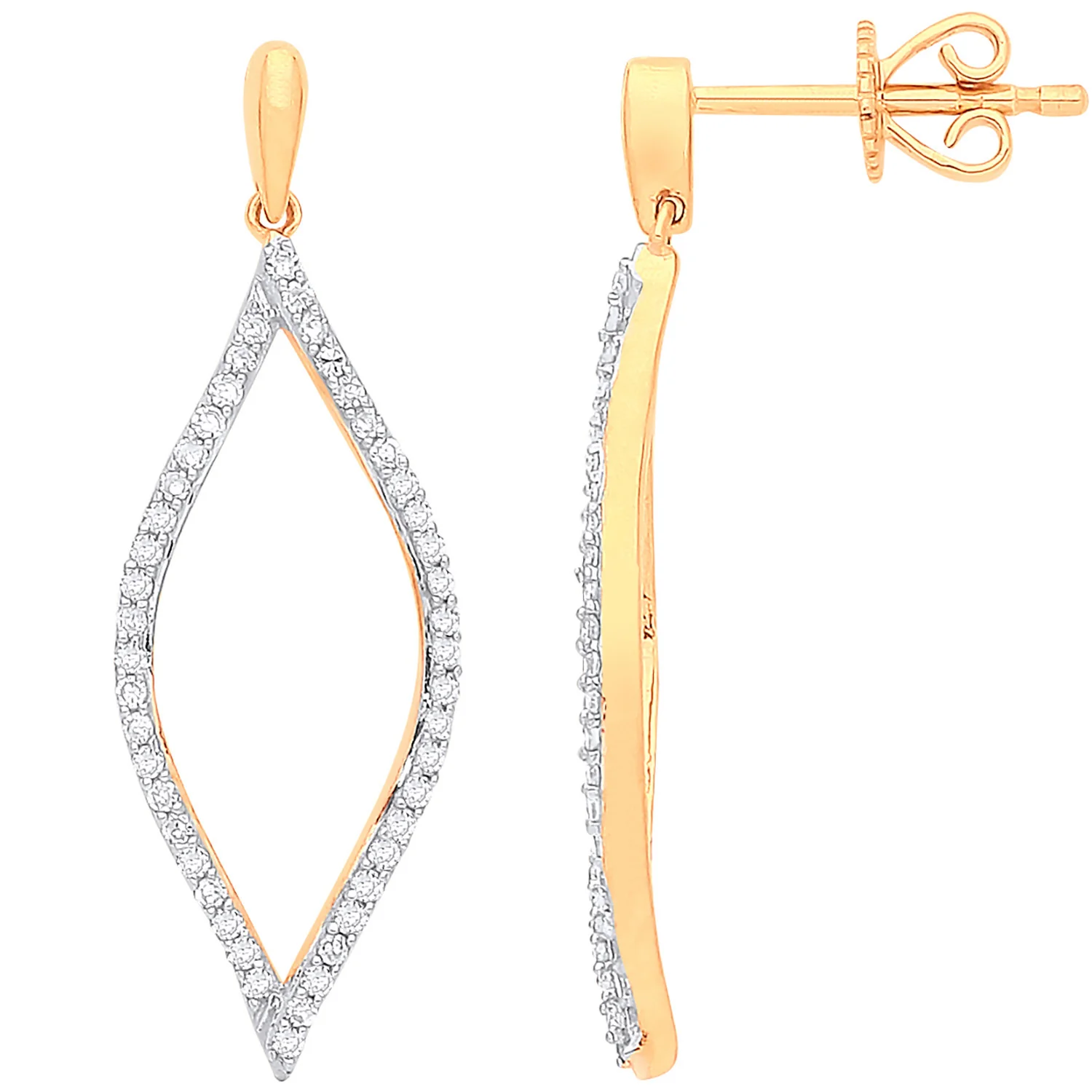 9ct Yellow Gold 0.29ct Diamond Drop Earrings - 9ct Gold