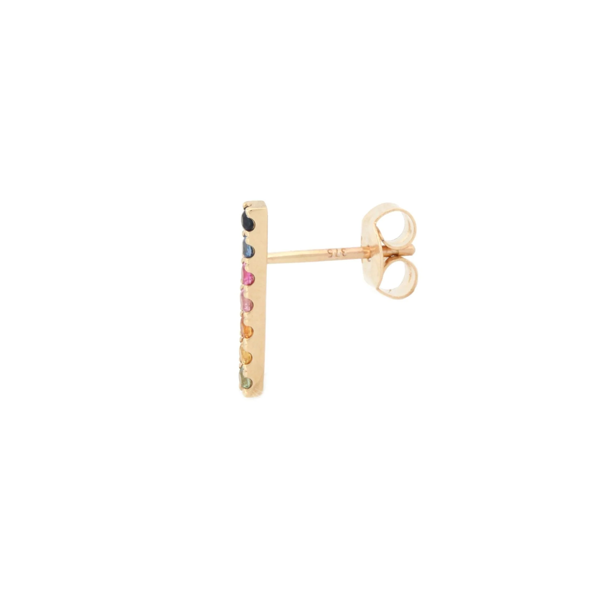 9ct Yellow Gold 0.34ct Rainbow Saph Bar Earrings - Image 2