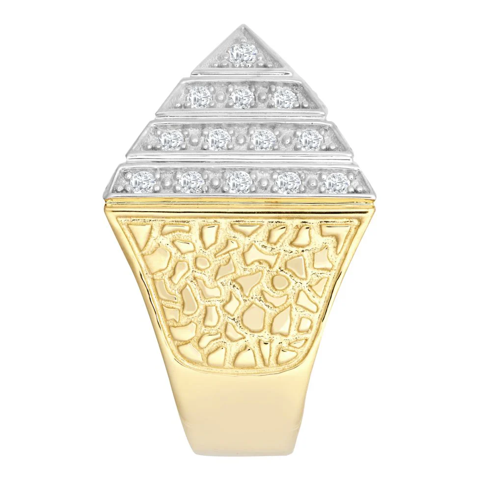 9ct Yellow Gold 1.5 Ounce Cubic Zirconia Set Pyramid Ring - Image 3