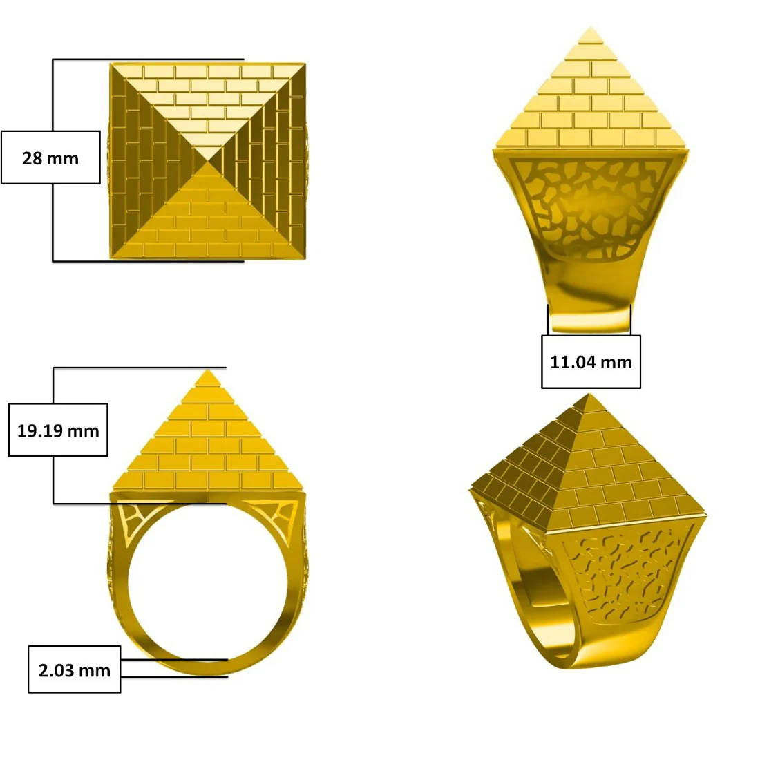 9ct Yellow Gold 1.5 Ounce Pyramid Ring - Image 4