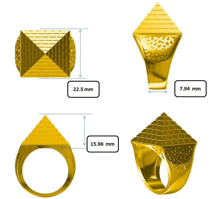 9ct Yellow Gold 1 Ounce Pyramid Ring - Image 4