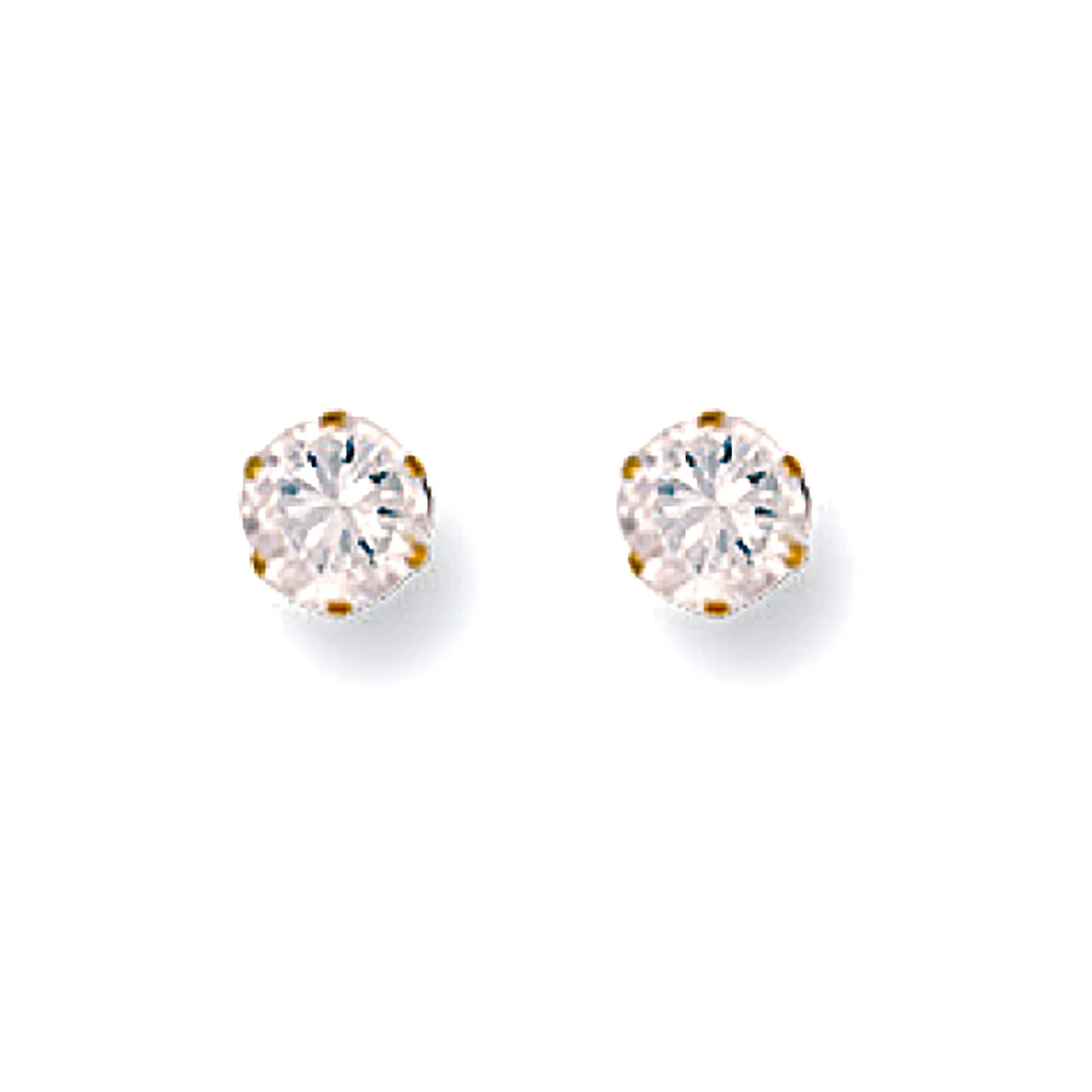 9ct Yellow Gold 4mm Claw Set Cubic Zirconia Studs - 9ct Gold - Image 2