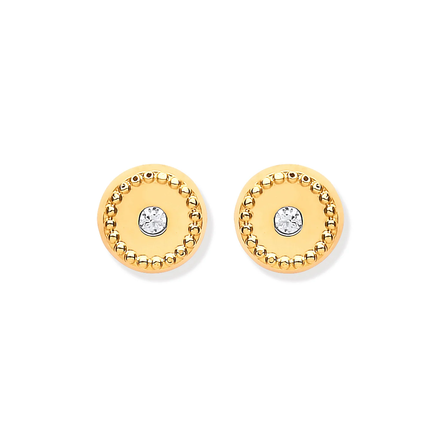 9ct Yellow Gold 6mm Ribbed Edge with Cubic Zirconia Studs - 9ct Gold - Image 2