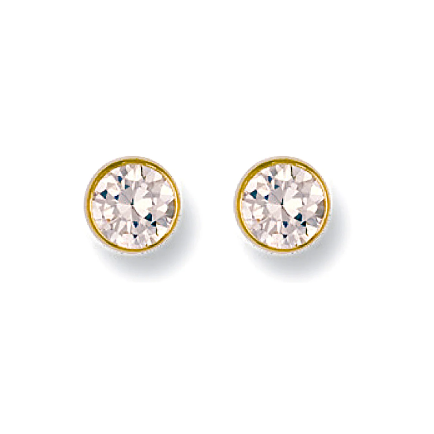 9ct Yellow Gold 6mm Rubover Set Cubic Zirconia Studs - 9ct Gold - Image 2