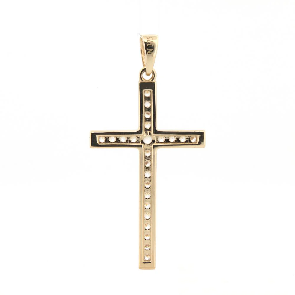 9ct Yellow Gold Channel Set Cubic Zirconia Cross - Image 2