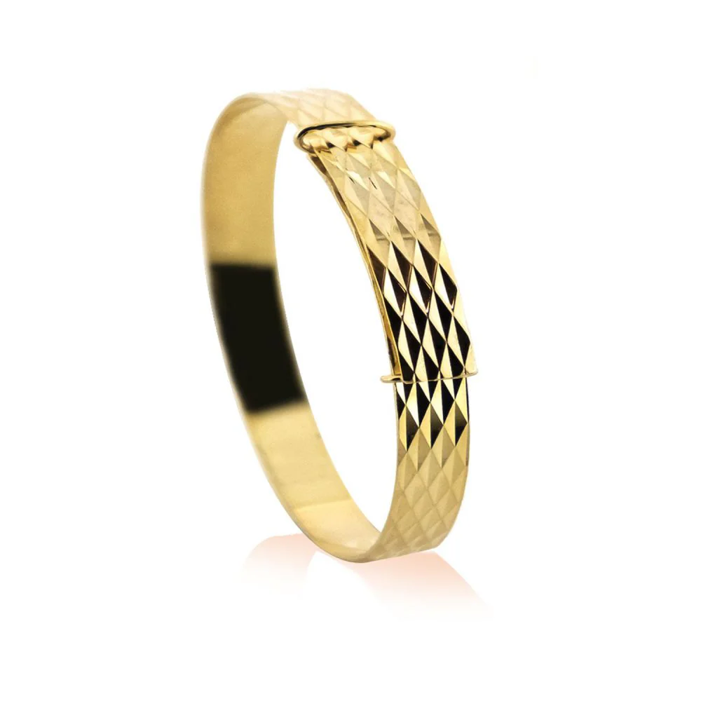 9ct Yellow Gold Childs 5mm Mosaic Expandable Bangle