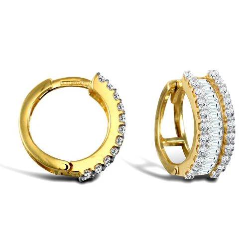 9ct Yellow Gold Cubic Zirconia Huggie Earrings