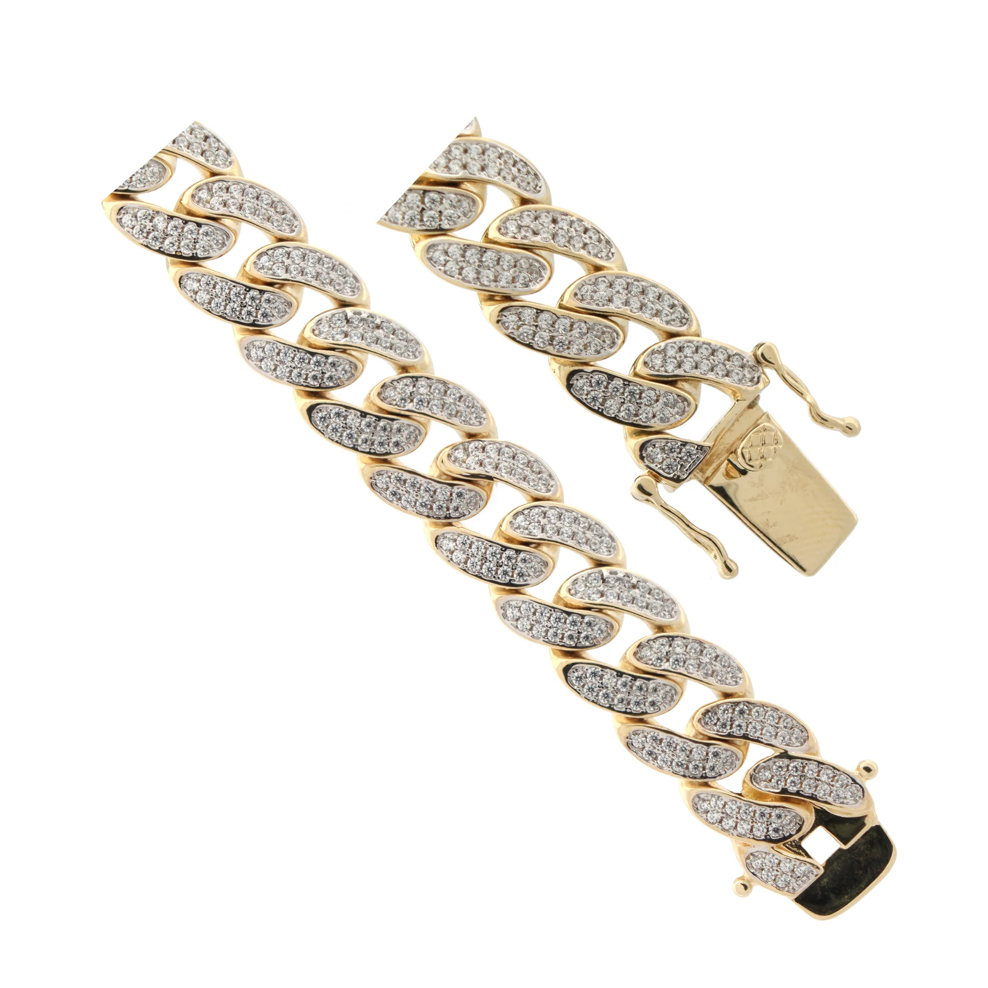 9ct Yellow Gold Cubic Zirconia Set Cuban Bracelet - Image 2