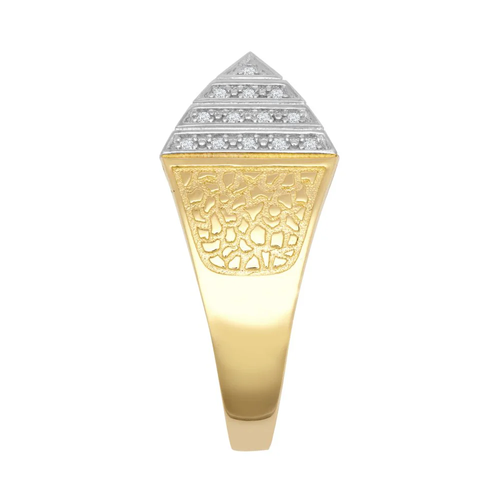9ct Yellow Gold Cubic Zirconia Set Pyramid Ring - Image 4