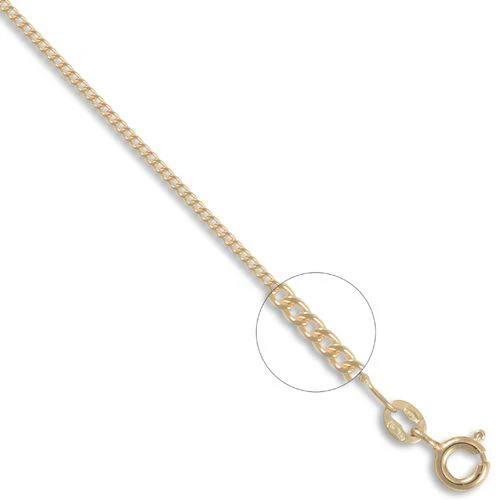 9ct Yellow Gold Diamond Cut Curb 1.3mm Gauge Pendant Chain