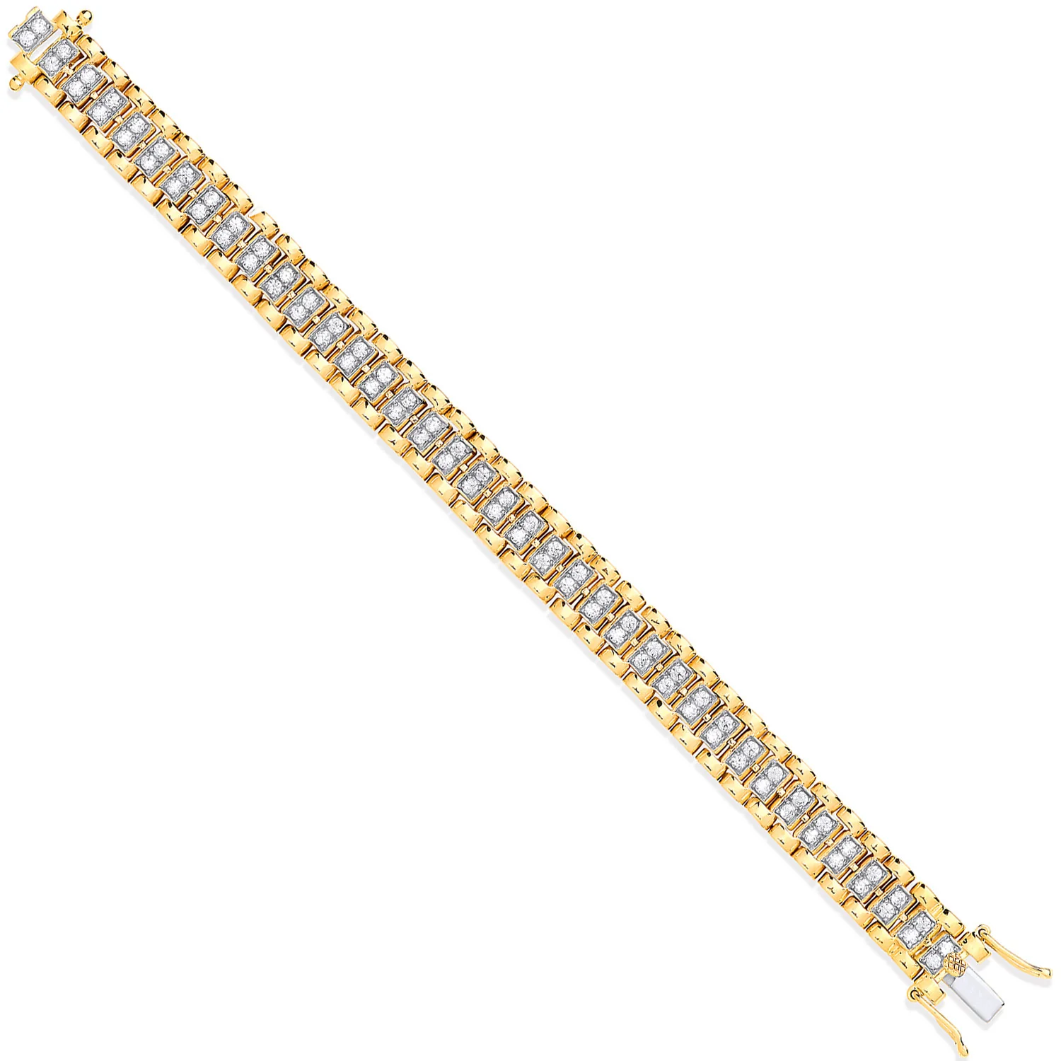 9ct Yellow Gold Fancy Link 0.21ctw Diamonds Child Bracelet - 9ct Gold
