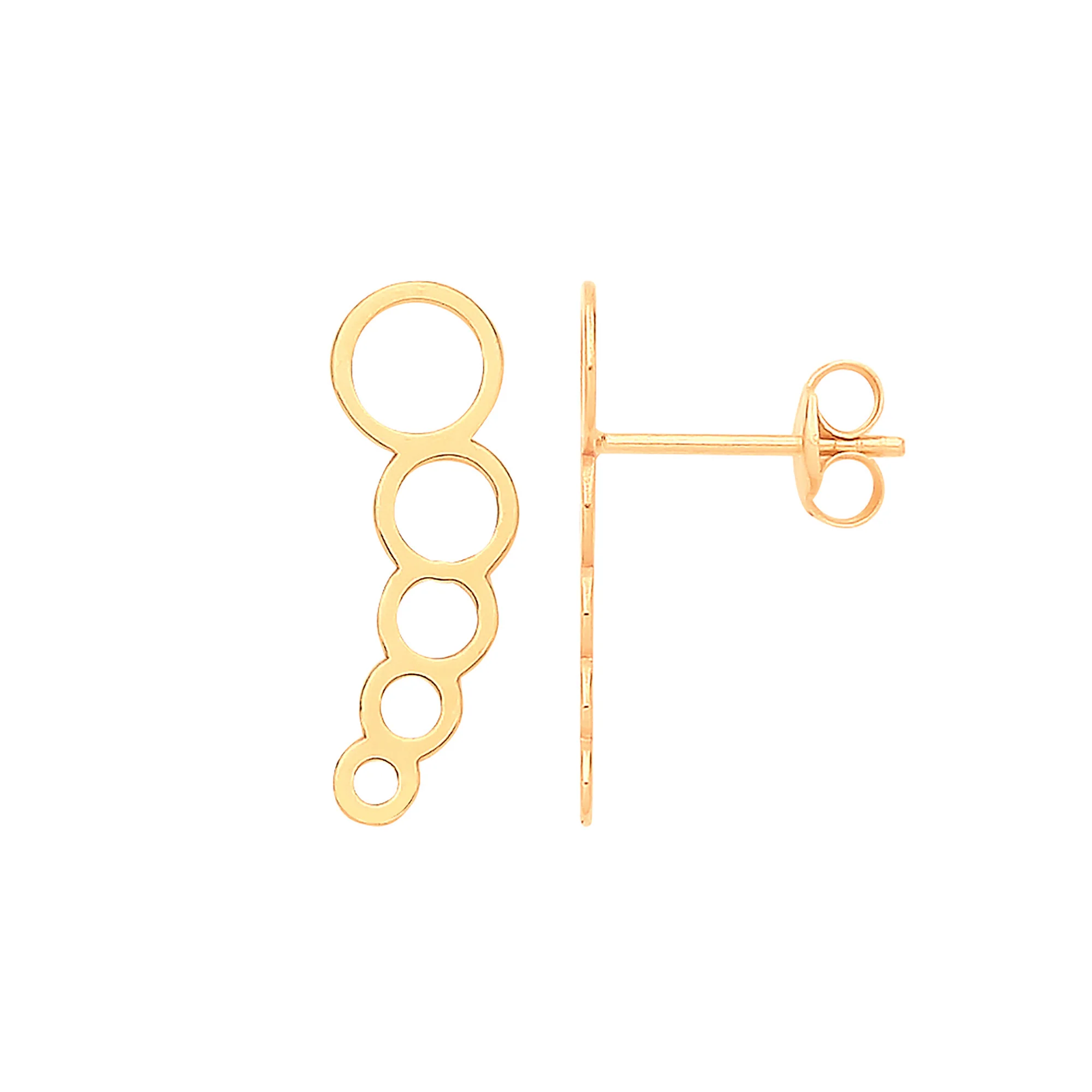 9ct Yellow Gold Graduated Circles Studs - 9ct Gold - Image 2