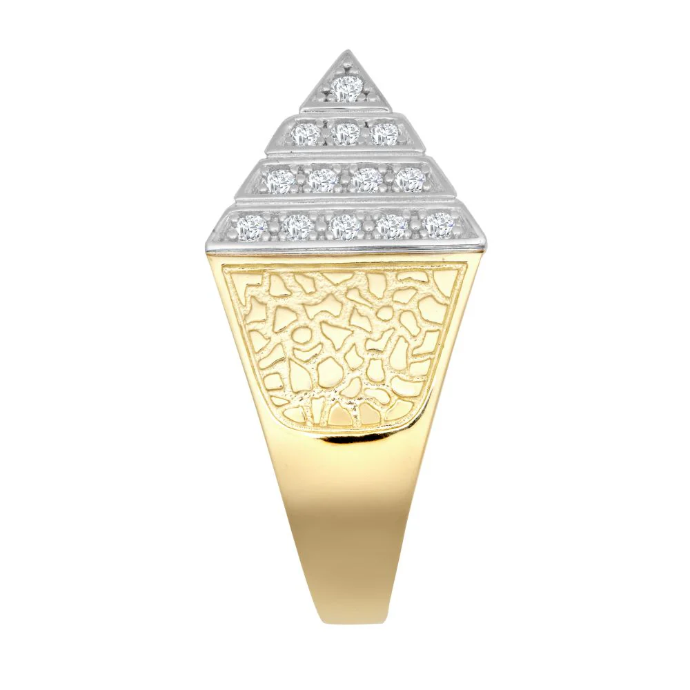 9ct Yellow Gold Half Ounce Cubic Zirconia Set Pyramid Ring - Image 4