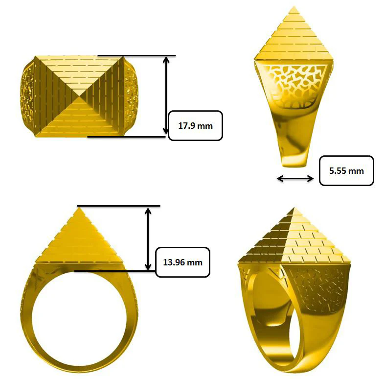 9ct Yellow Gold Half Ounce Pyramid Ring - Image 4