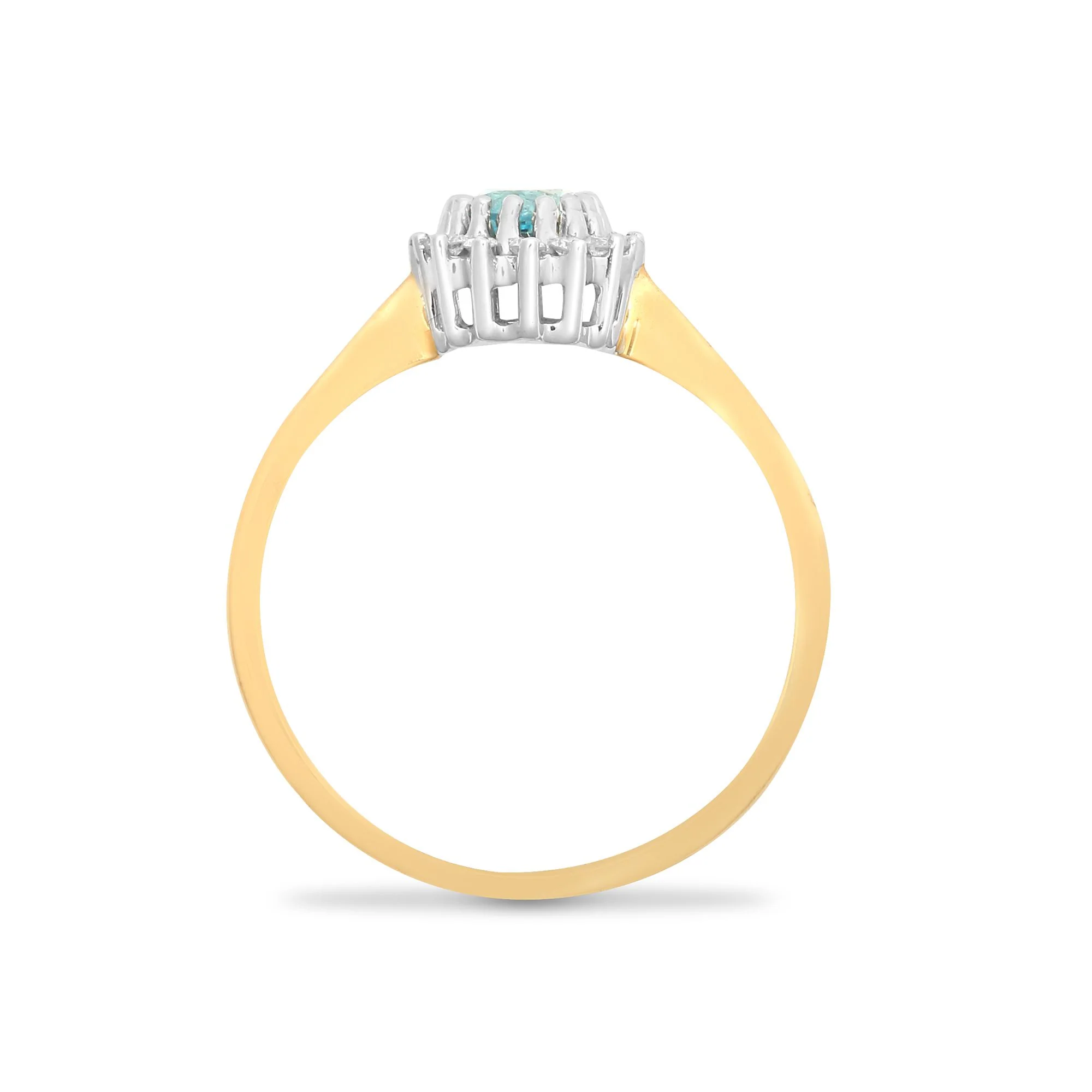 9ct Yellow Gold Natural Diamond 12pts & Blue Topaz 57pts Ring - Image 2